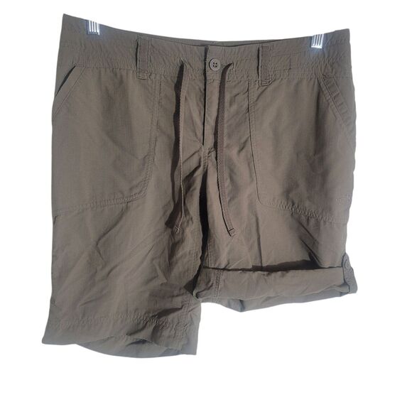 The North Face Nylon 10" Shorts Women's Size 12 Tall Green Roll Tab Cuff Hiking - Picture 2 of 12